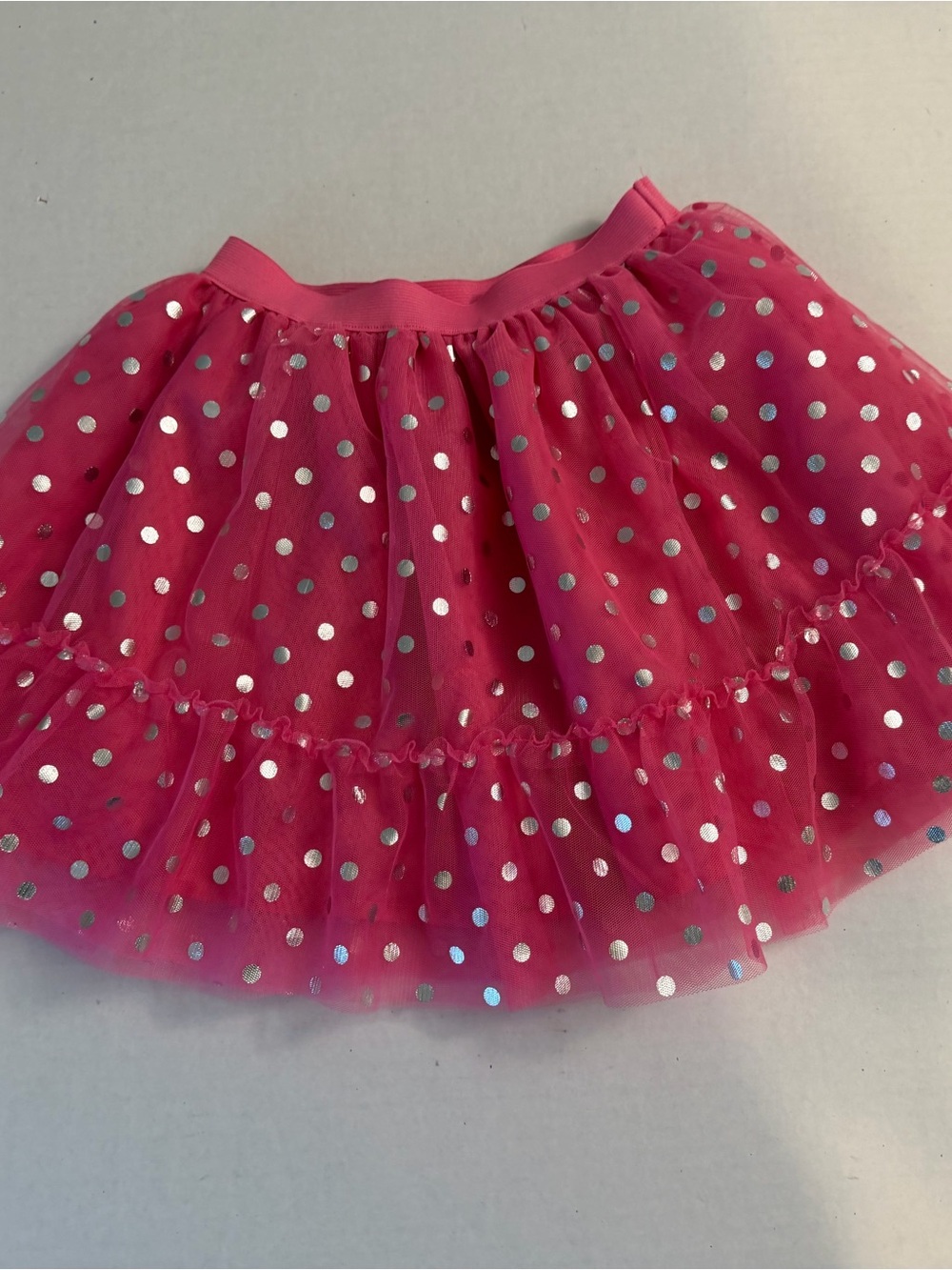 Disney Pink Tulle Skirt with Silver Polka Dots dance party costume size 6